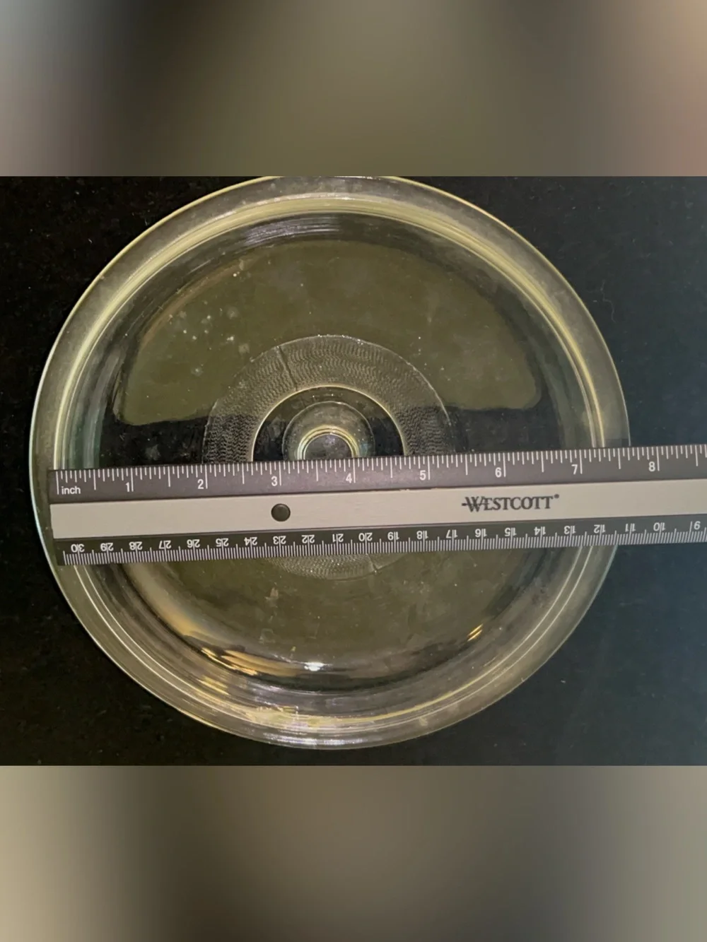 Vintage Glass Lid with Knob Top 8 inch diameter